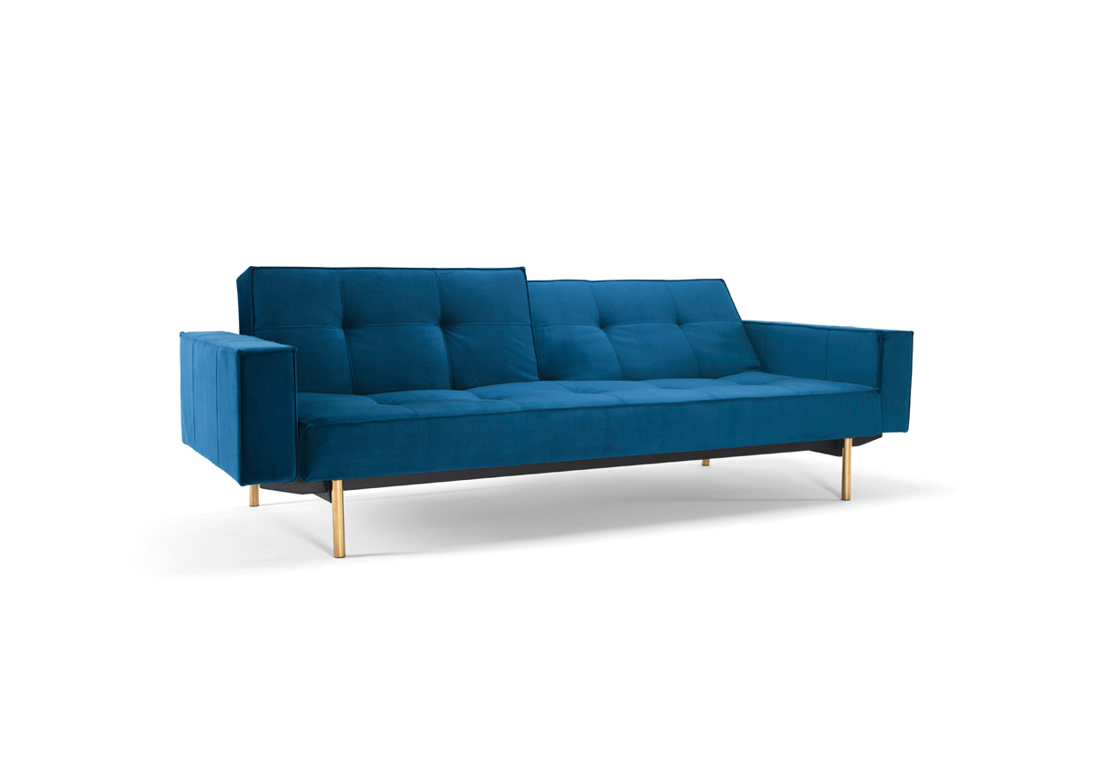 Splitback Sofa bed with Arms and Brass Legs
